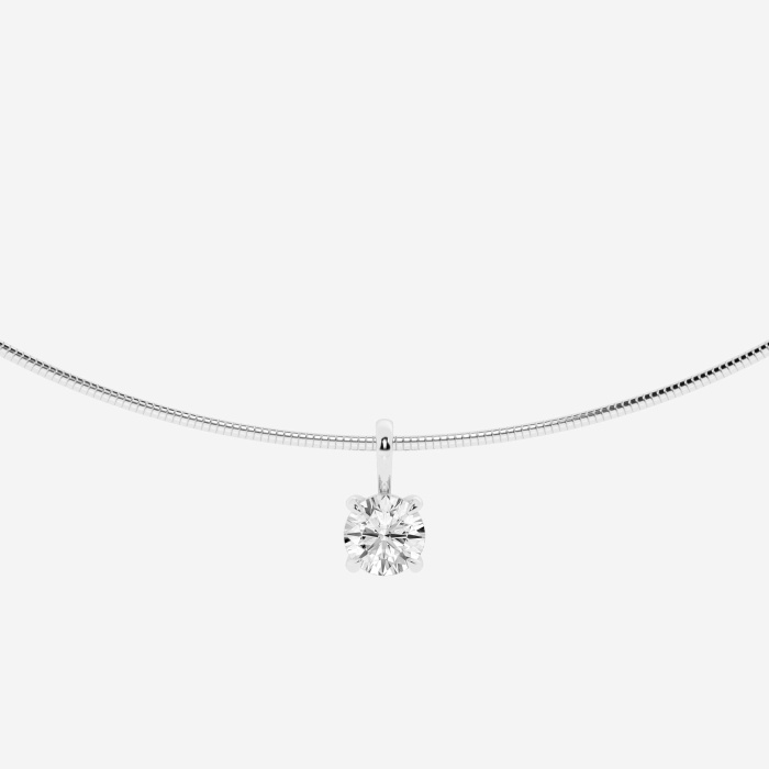 1 1/2 ctw Round Lab Grown Diamond Solitaire Pendant with Omega Chain