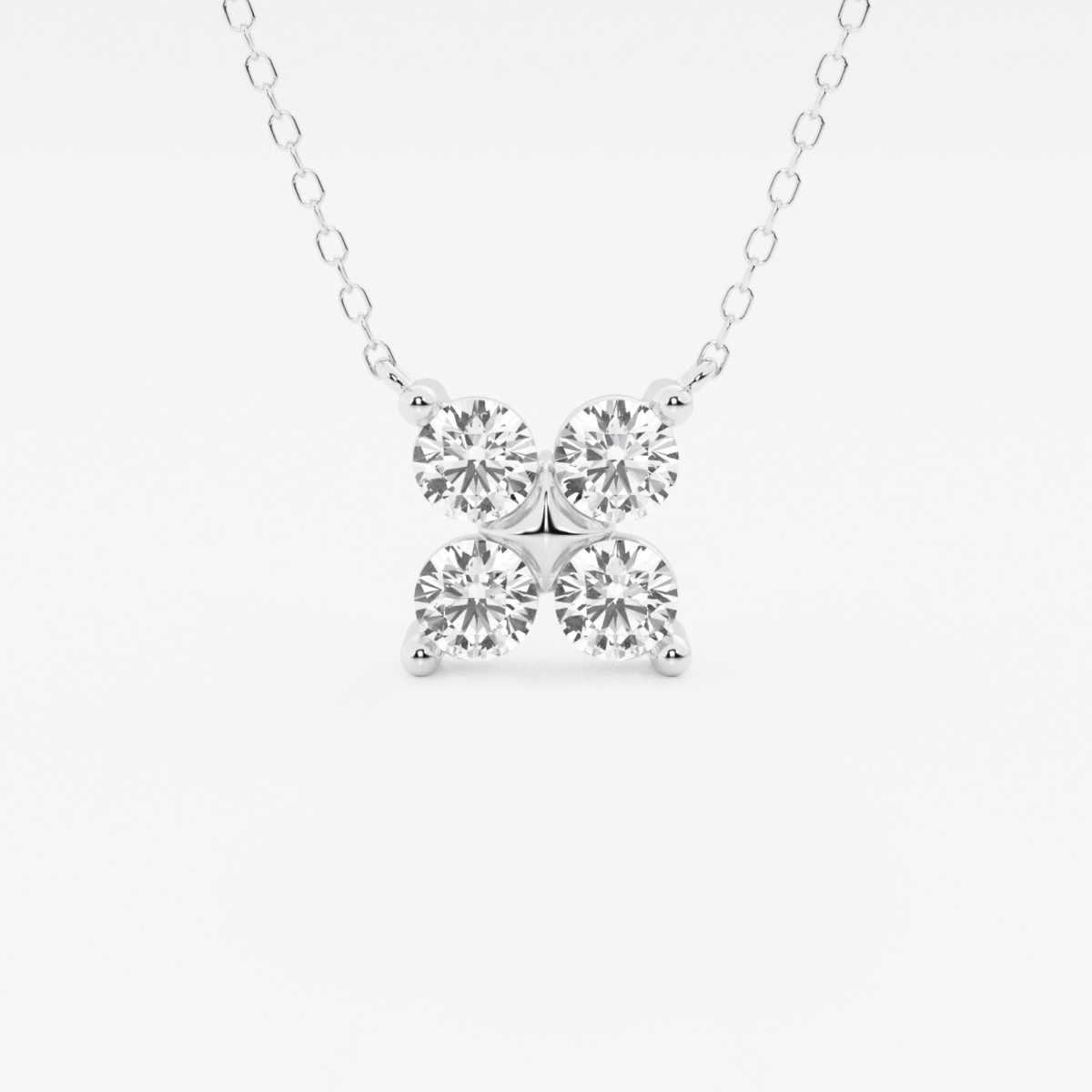 1 ctw Round Lab Grown Diamond Four-Stone Fashion Pendant with Adjustable Chain