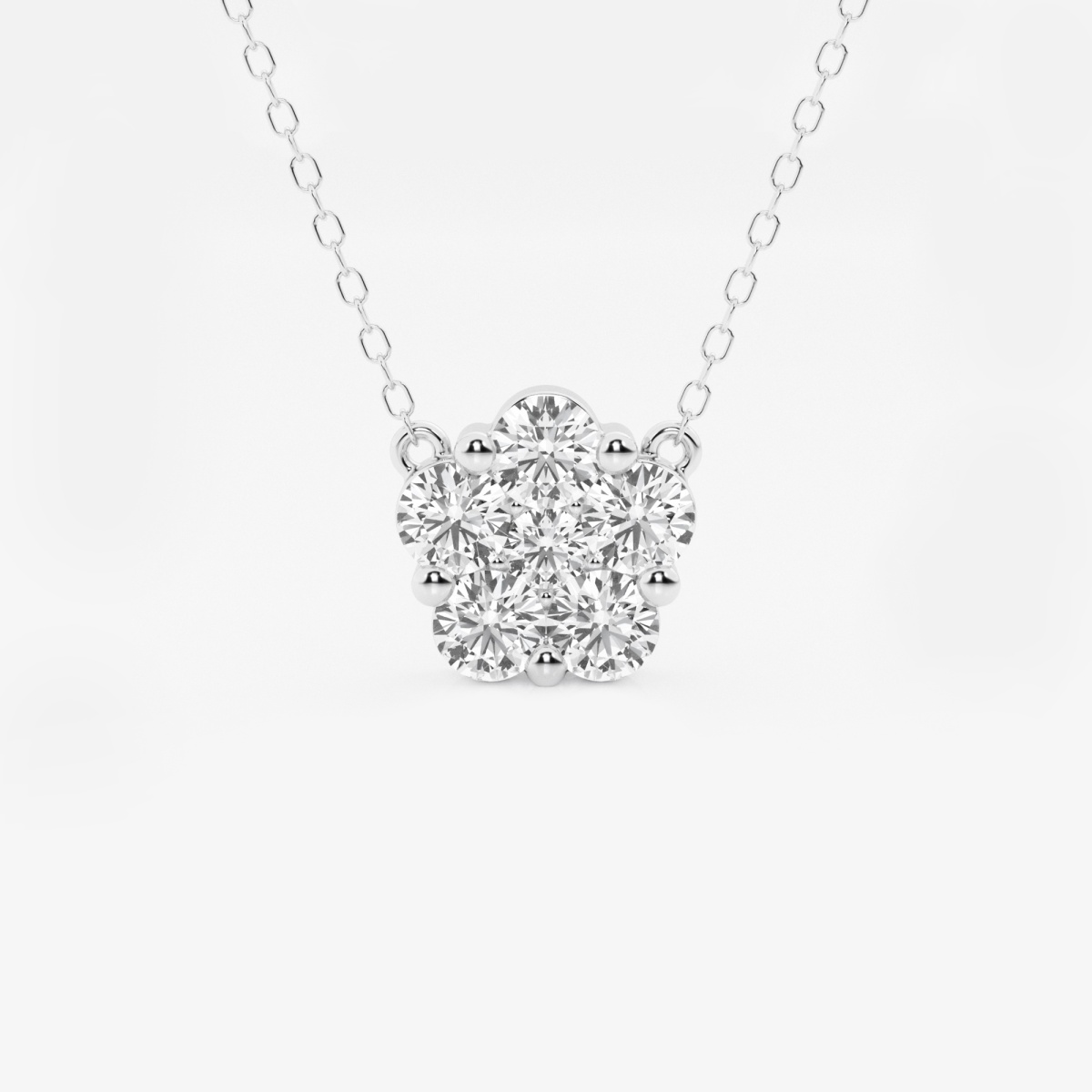 1 ctw Round Lab Grown Diamond Flower Fashion Pendant with Adjustable Chain