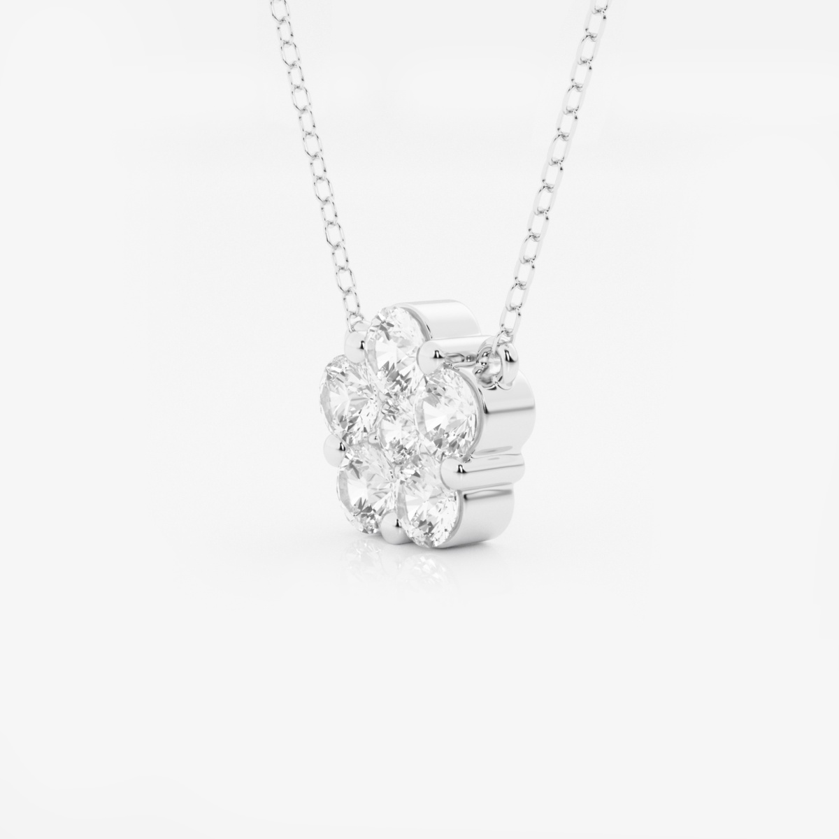 Additional Image 1 for  1 ctw Round Lab Grown Diamond Flower Fashion Pendant with Adjustable Chain