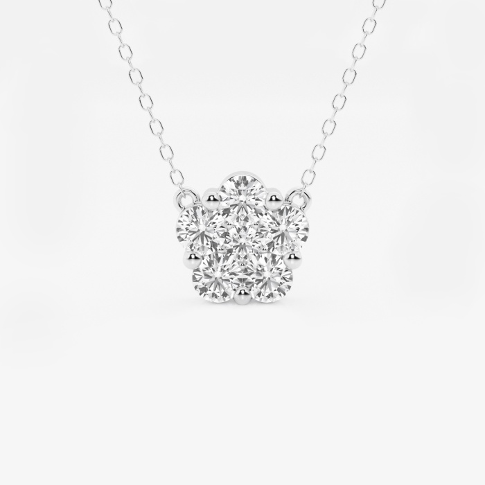 1 ctw Round Lab Grown Diamond Flower Fashion Pendant with Adjustable Chain