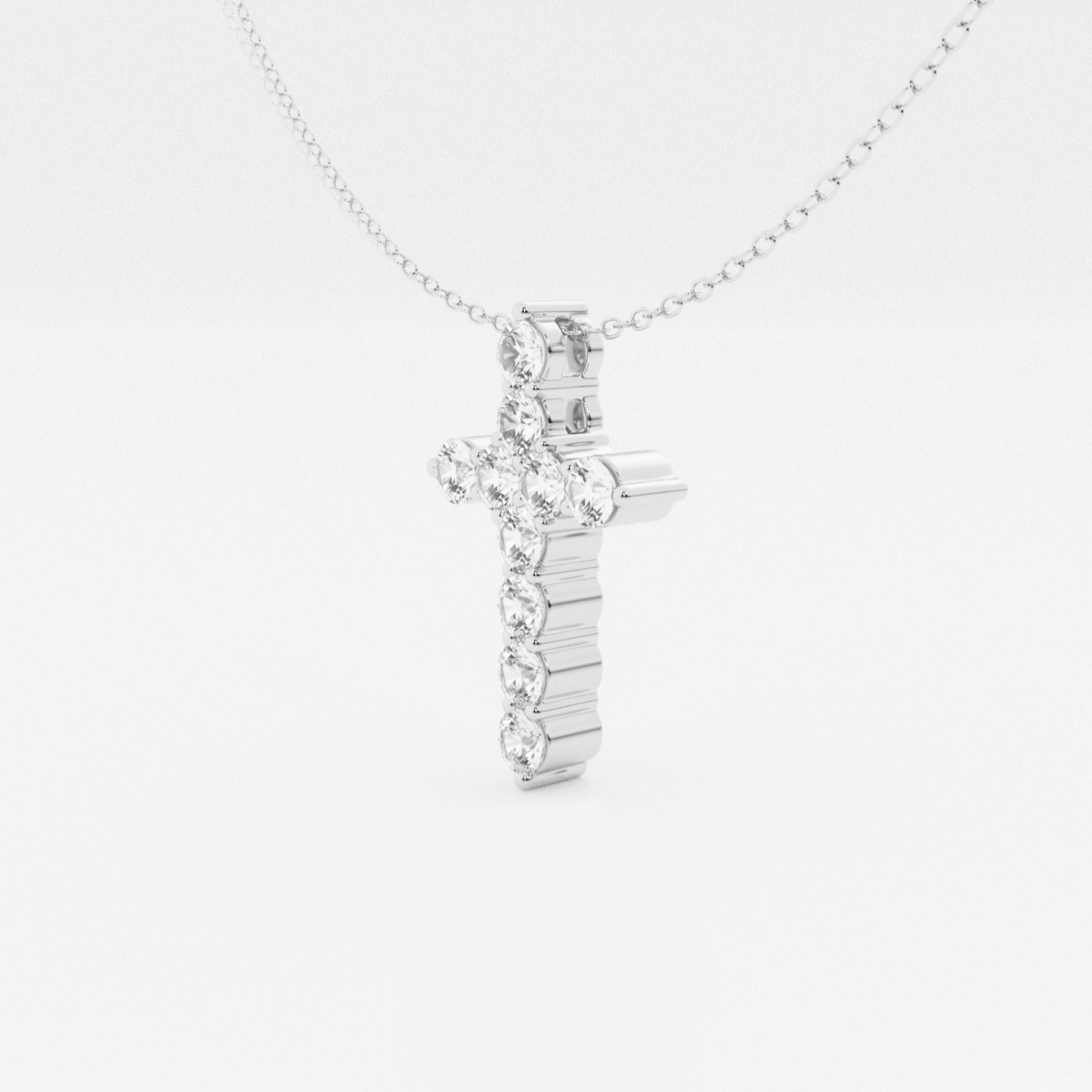 Additional Image 1 for  1 ctw Round Lab Grown Diamond Cross Pendant with Adjustable Chain
