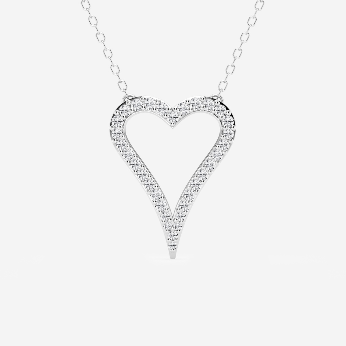 1/4 ctw Round Lab Grown Diamond Elongated Heart Fashion Pendant with Adjustable Chain