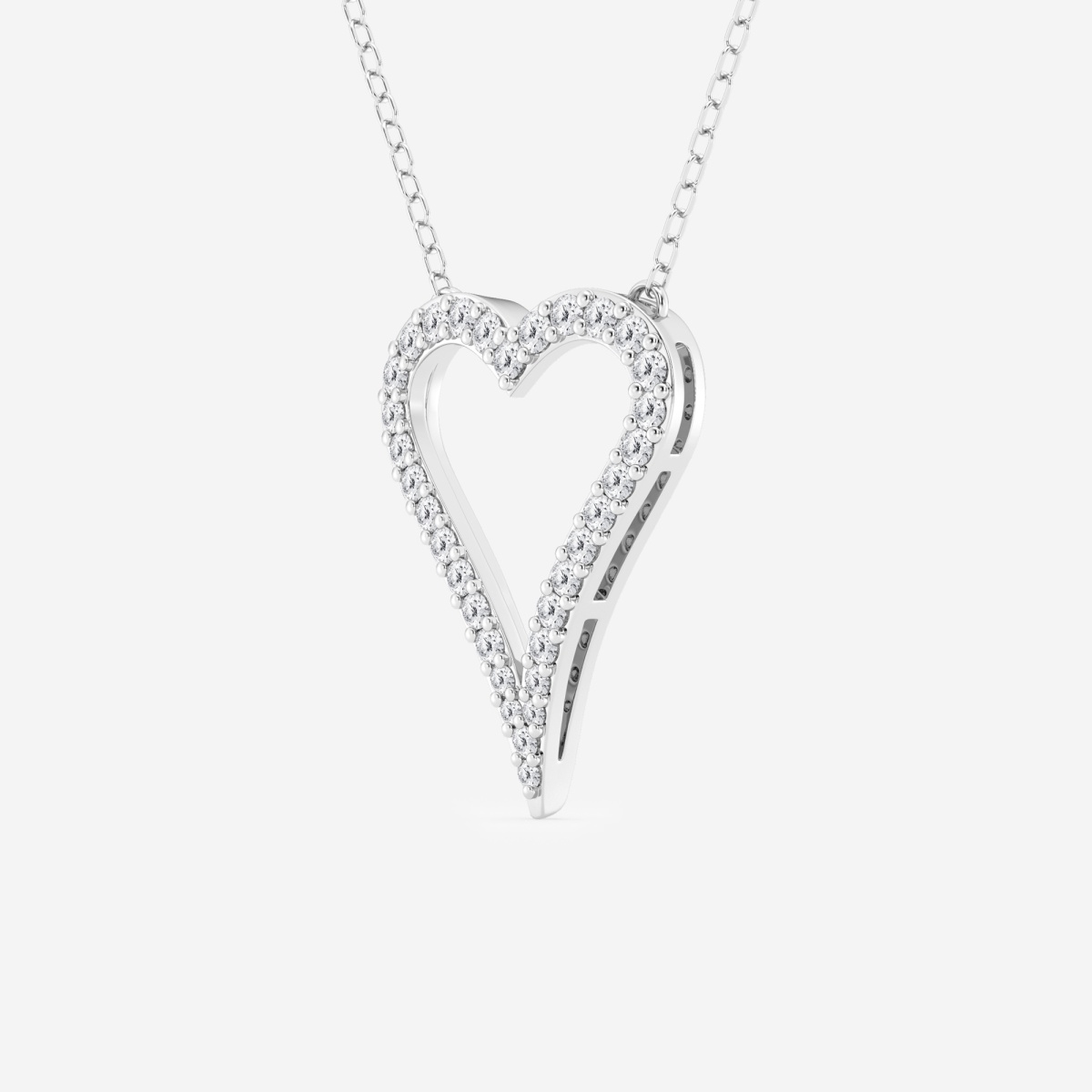 Additional Image 1 for  1/4 ctw Round Lab Grown Diamond Elongated Heart Fashion Pendant with Adjustable Chain