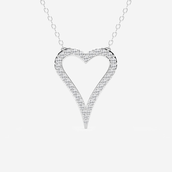 1/4 ctw Round Lab Grown Diamond Elongated Heart Fashion Pendant with Adjustable Chain