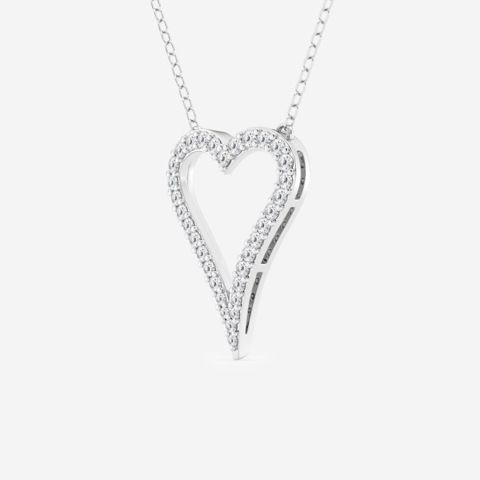 1/4 ctw Round Lab Grown Diamond Elongated Heart Fashion Pendant with Adjustable Chain