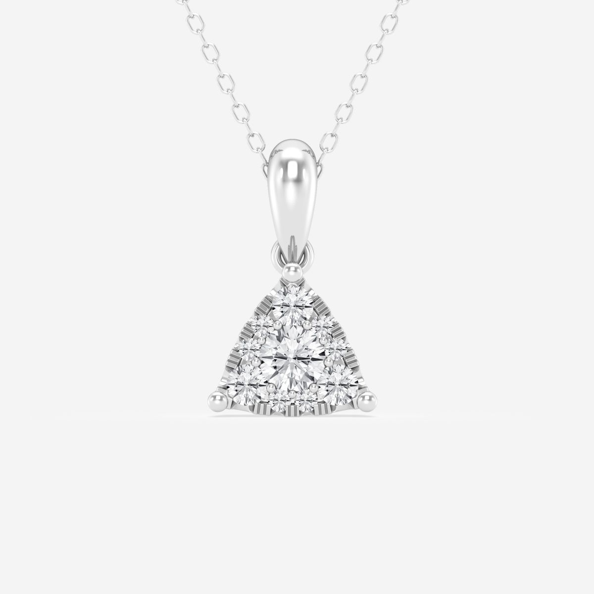 1/2 ctw Round Lab Grown Diamond Triangle Cluster Fashion Pendant with Adjustable Chain