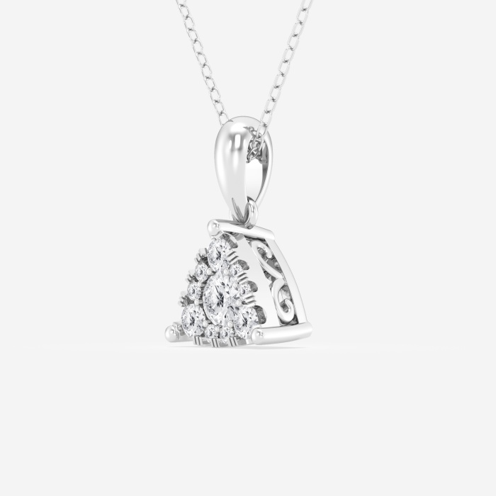 1/2 ctw Round Lab Grown Diamond Triangle Cluster Fashion Pendant with Adjustable Chain