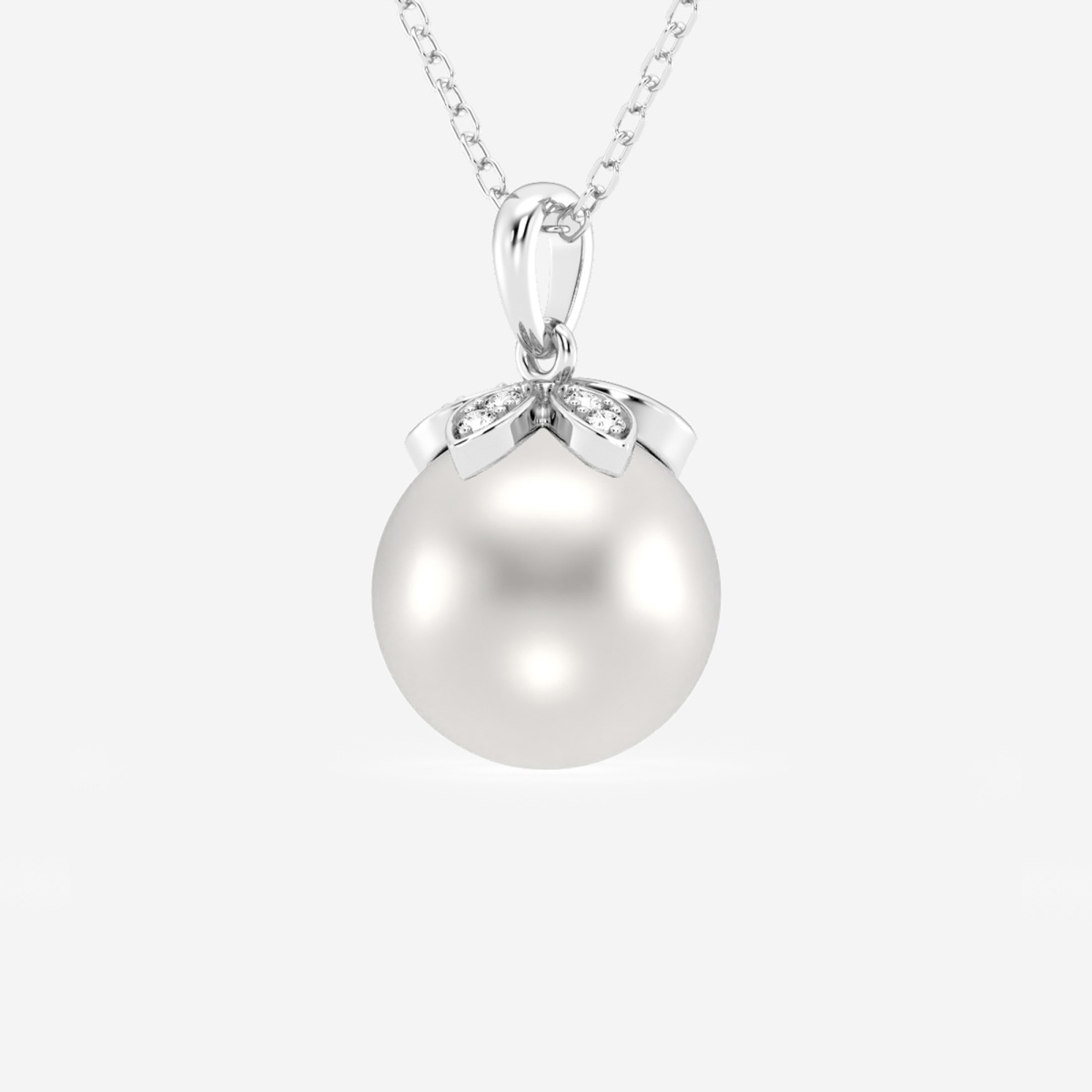 Additional Image 1 for  9.5 - 10.0 mm Cultured Freshwater Pearl and Lab Grown Diamond Accent Flower Fashion Pendant