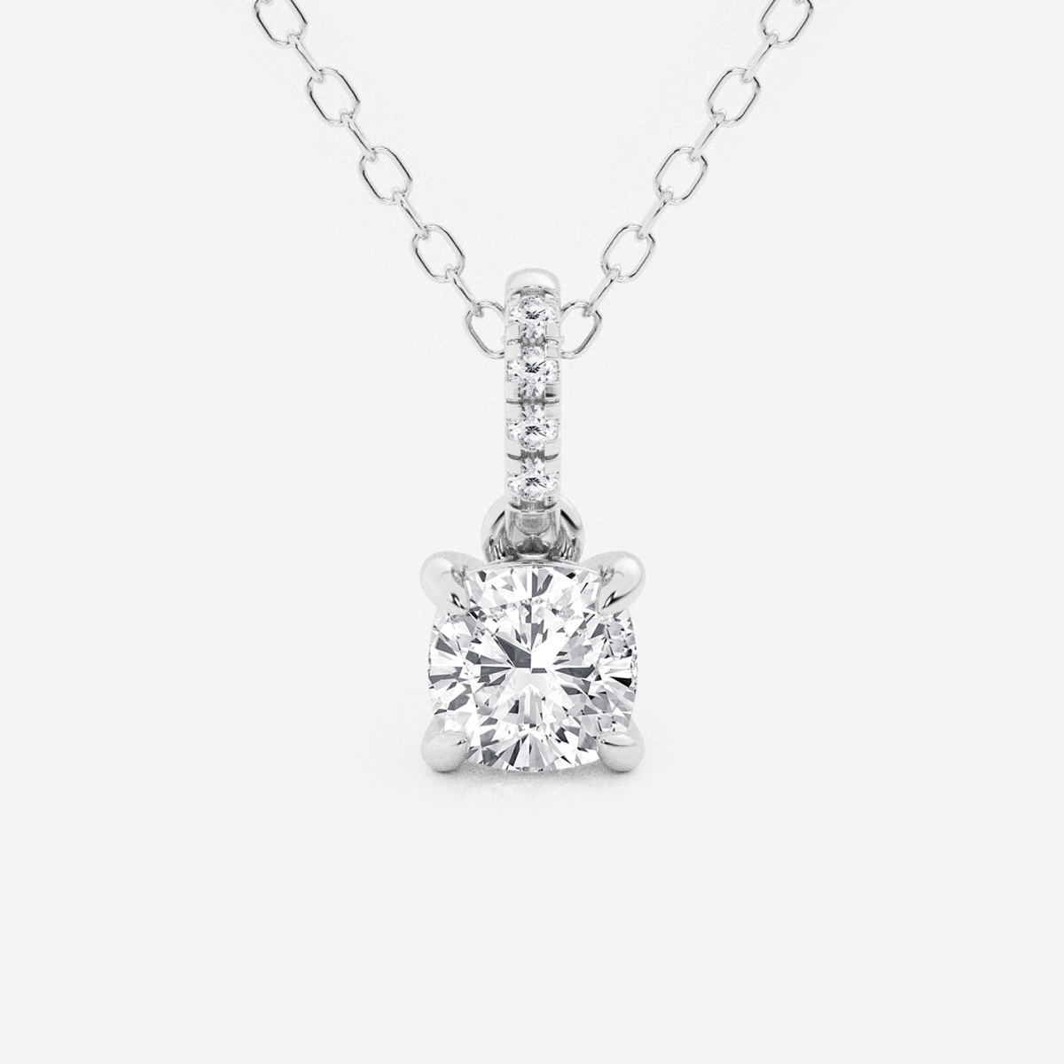 1/2 ctw Cushion Lab Grown Diamond Hidden Halo with Diamond Bail Fashion Pendant