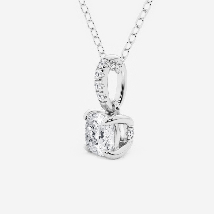 1/2 ctw Cushion Lab Grown Diamond Hidden Halo with Diamond Bail Fashion Pendant