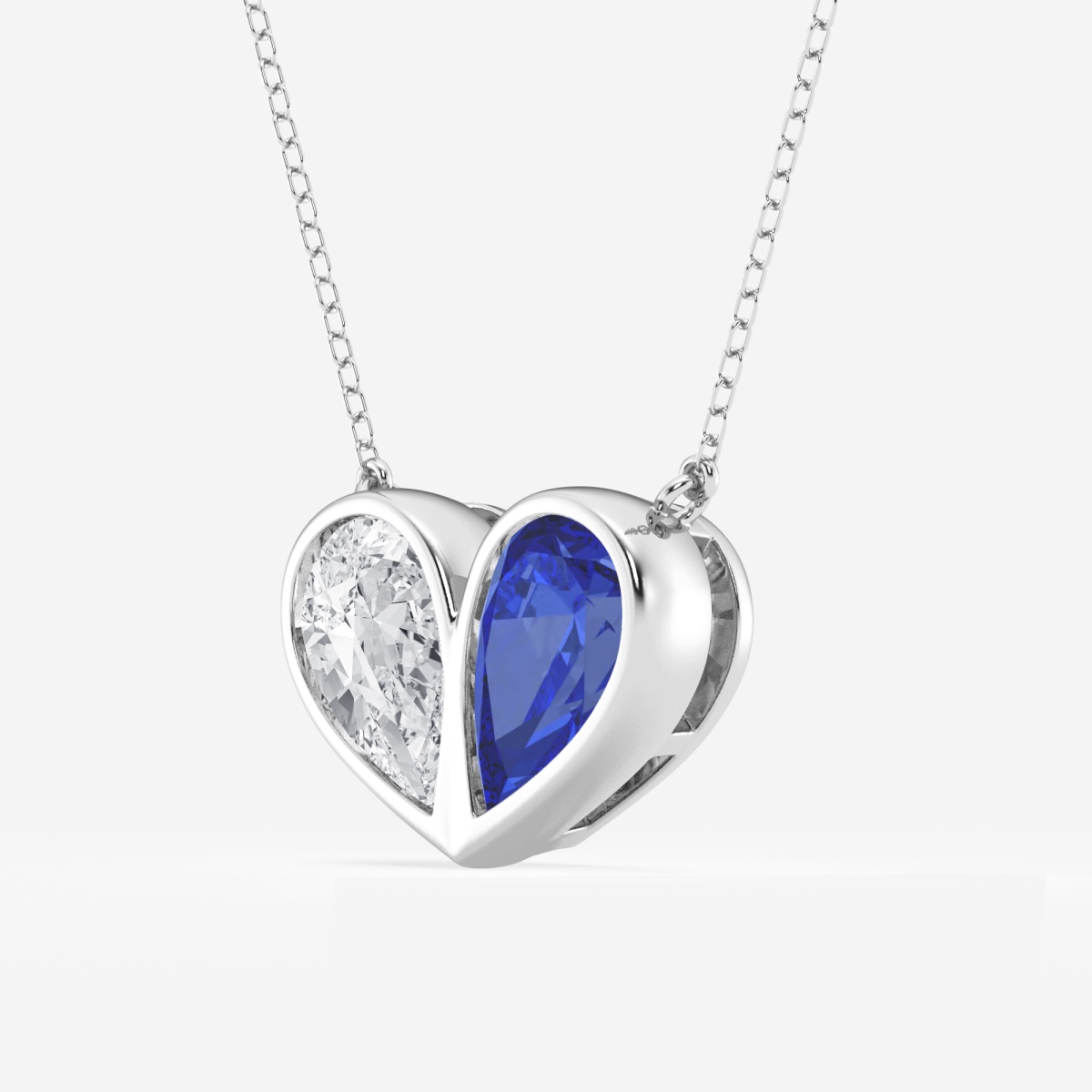 Additional Image 1 for  11x7 mm Pear Shaped Created Sapphire and 2 1/4 ctw Pear Lab Grown Diamond Bezel Heart Pendant