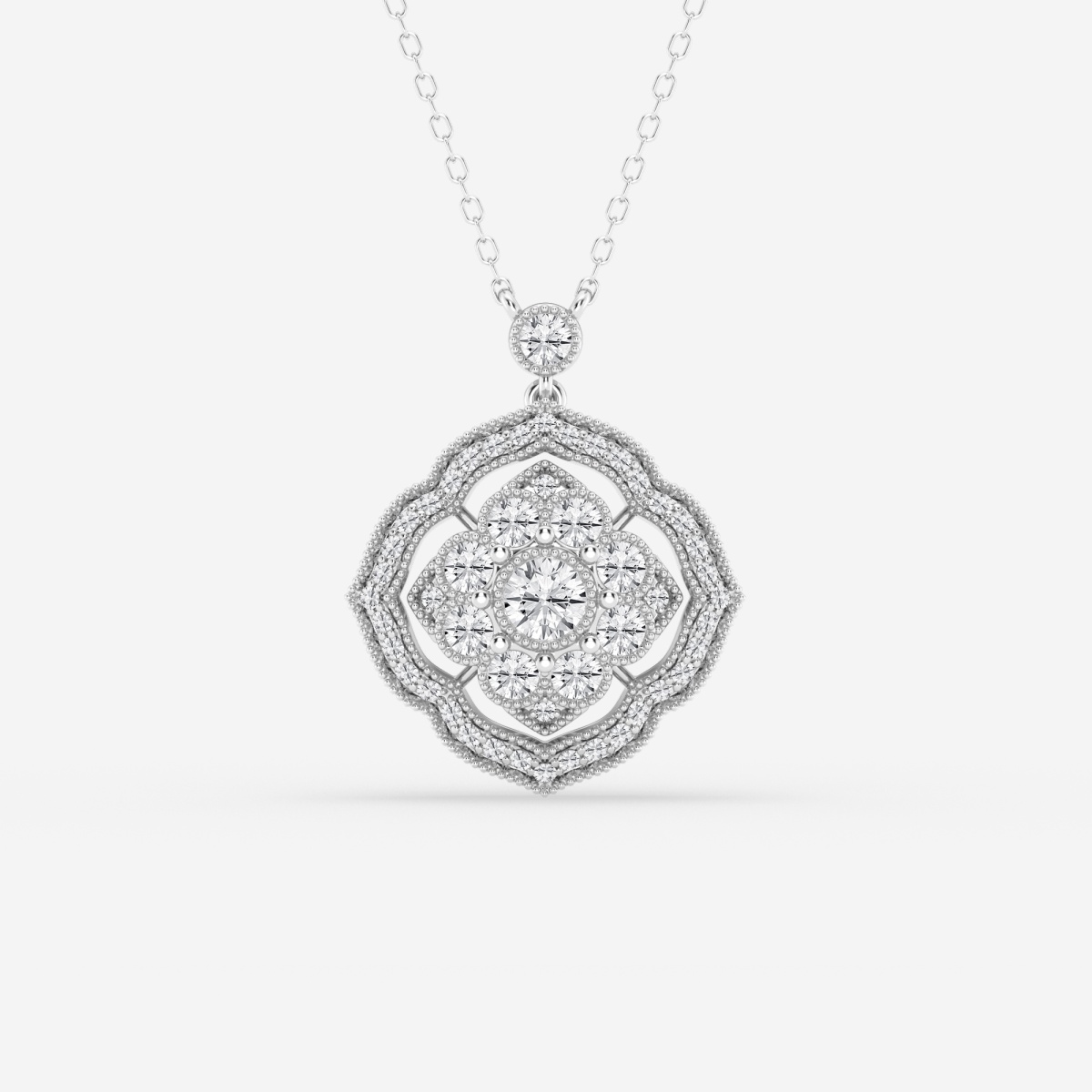 1 ctw Round Lab Grown Diamond Vintage Inspired Shield Fashion Pendant