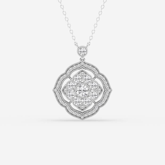 1 ctw Round Lab Grown Diamond Vintage Inspired Shield Fashion Pendant
