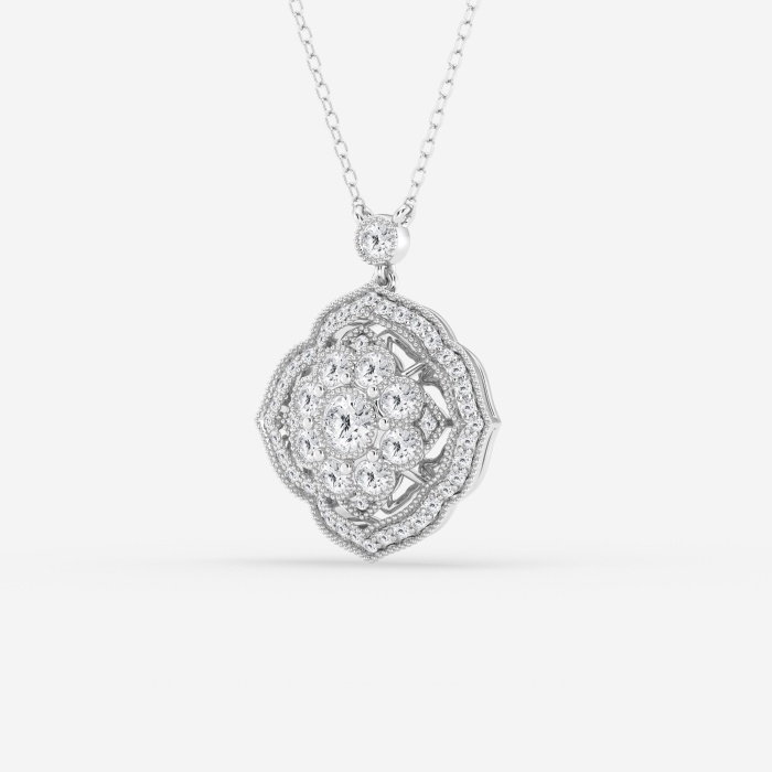1 ctw Round Lab Grown Diamond Vintage Inspired Shield Fashion Pendant