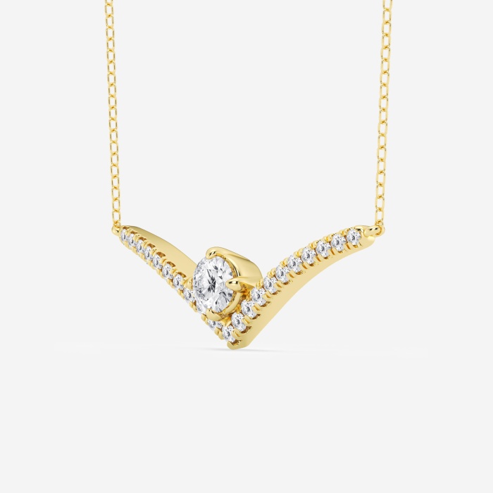 3/4 ctw Round Lab Grown Diamond Chevron Fashion Pendant