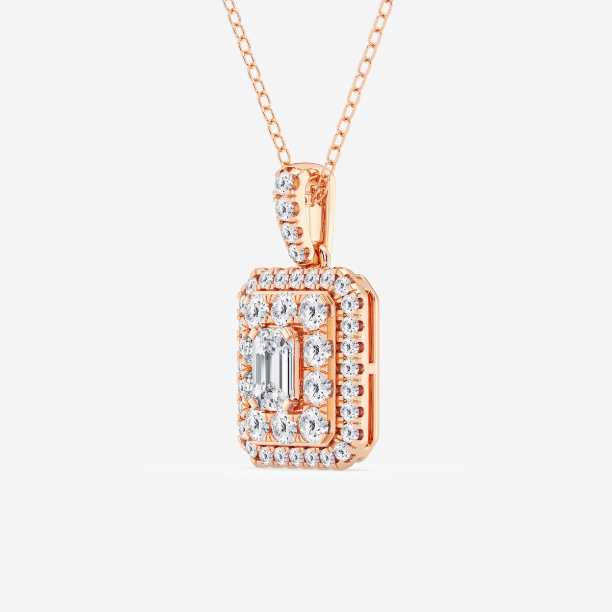 Additional Image 1 for  1 ctw Emerald Lab Grown Diamond Double Framed Fashion Pendant with Adjustable Chain