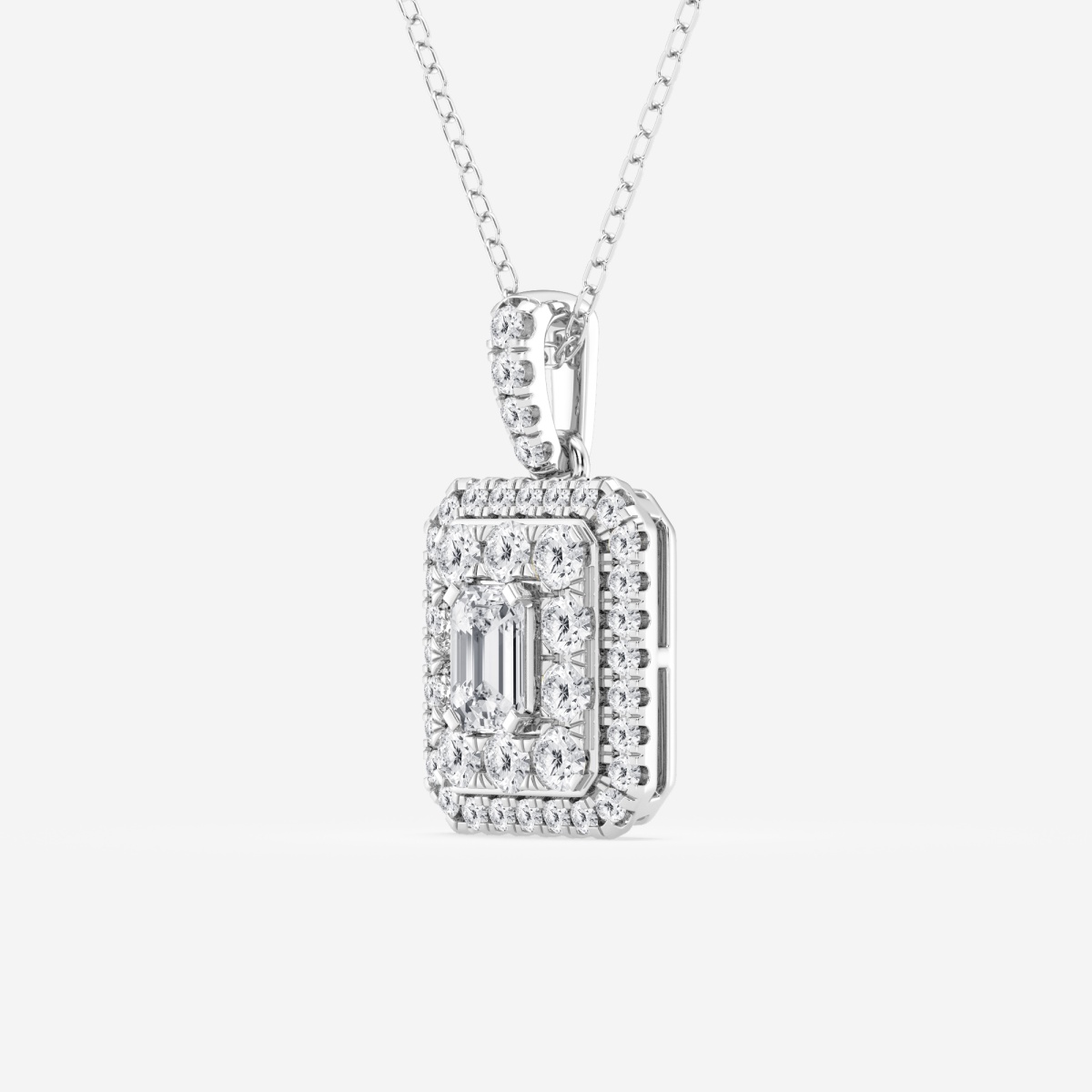Additional Image 1 for  1 ctw Emerald Lab Grown Diamond Double Framed Fashion Pendant with Adjustable Chain