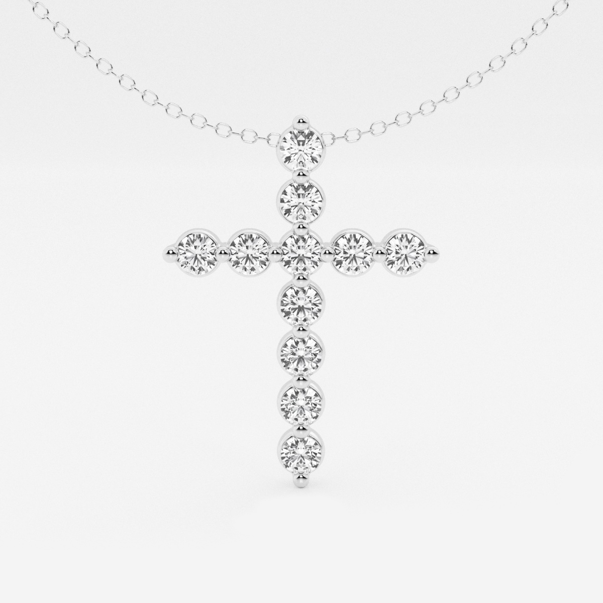 1 ctw Round Lab Grown Diamond Cross Pendant With Adjustable Chain