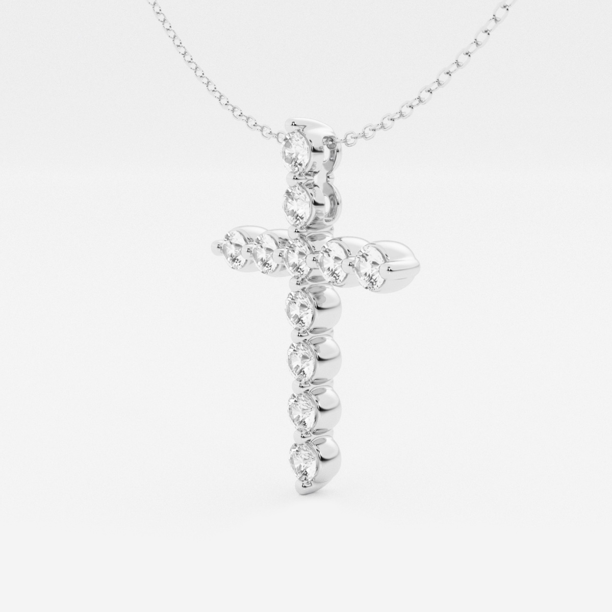 Additional Image 1 for  1 ctw Round Lab Grown Diamond Cross Pendant With Adjustable Chain