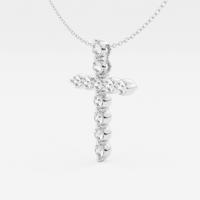 1 ctw Round Lab Grown Diamond Cross Pendant With Adjustable Chain