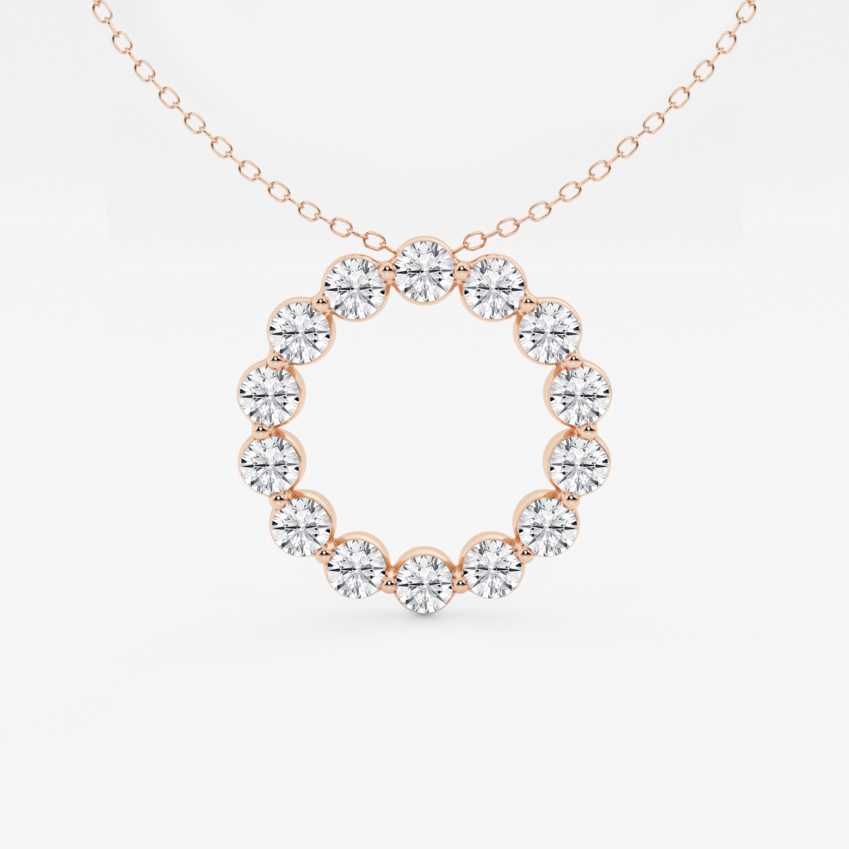 1 ctw Round Lab Grown Diamond Circle Fashion Pendant with Adjustable Chain