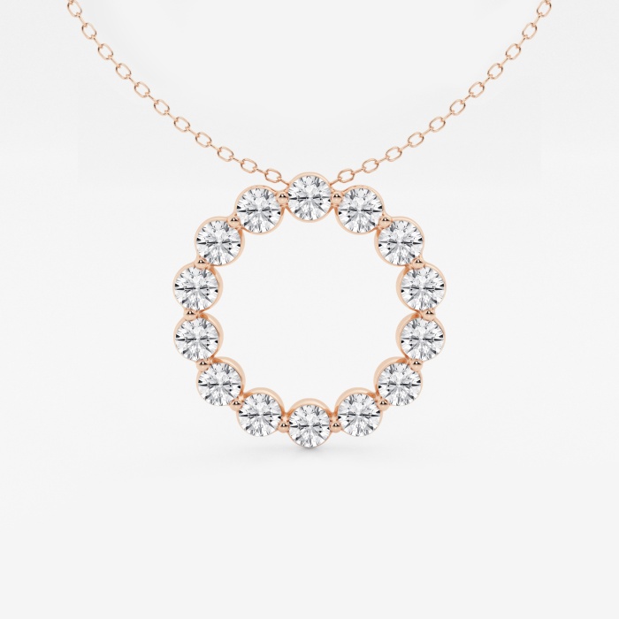 1 ctw Round Lab Grown Diamond Circle Fashion Pendant with Adjustable Chain