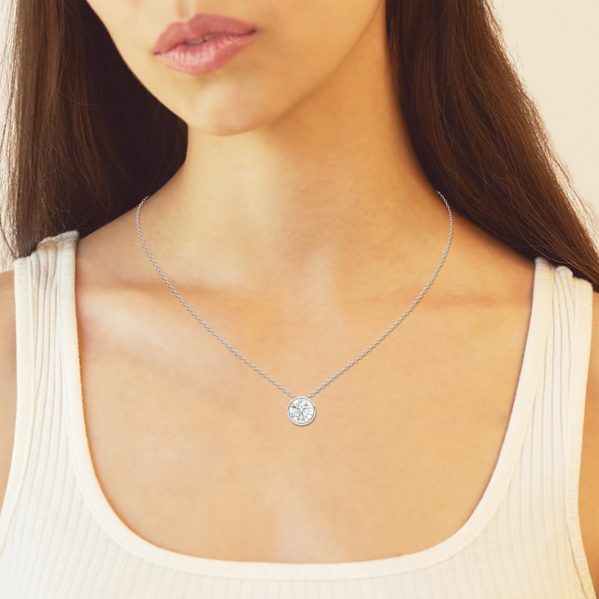 Additional Image 2 for  1 ctw Round Lab Grown Diamond Bezel Set Solitaire Pendant