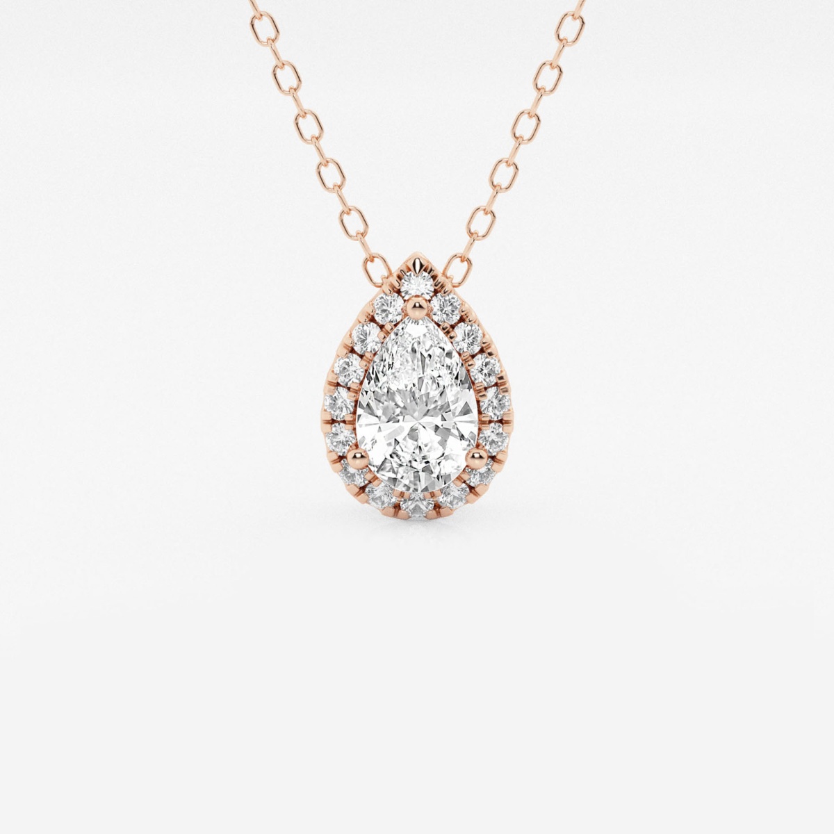 5/8 ctw Pear Lab Grown Diamond Halo Pendant