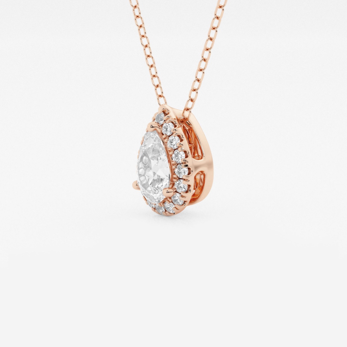 Additional Image 1 for  5/8 ctw Pear Lab Grown Diamond Halo Pendant