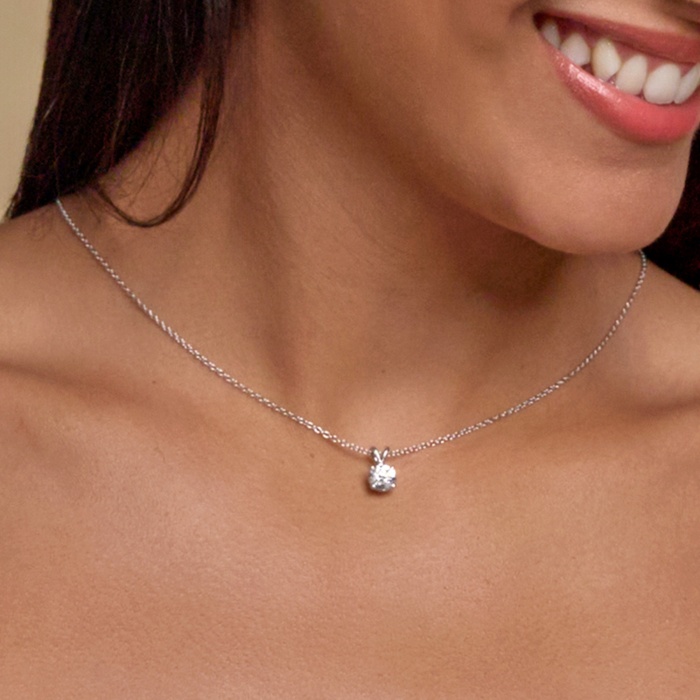 1/2 ctw Round Lab Grown Diamond Split Bail Solitaire Pendant with Adjustable Chain