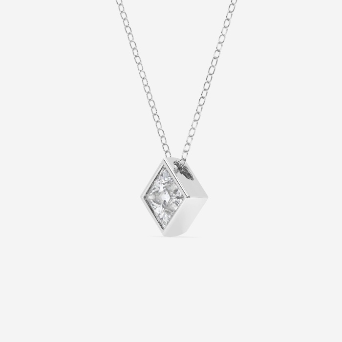 1 ctw Princess Lab Grown Diamond Bezel Set Solitaire Pendant