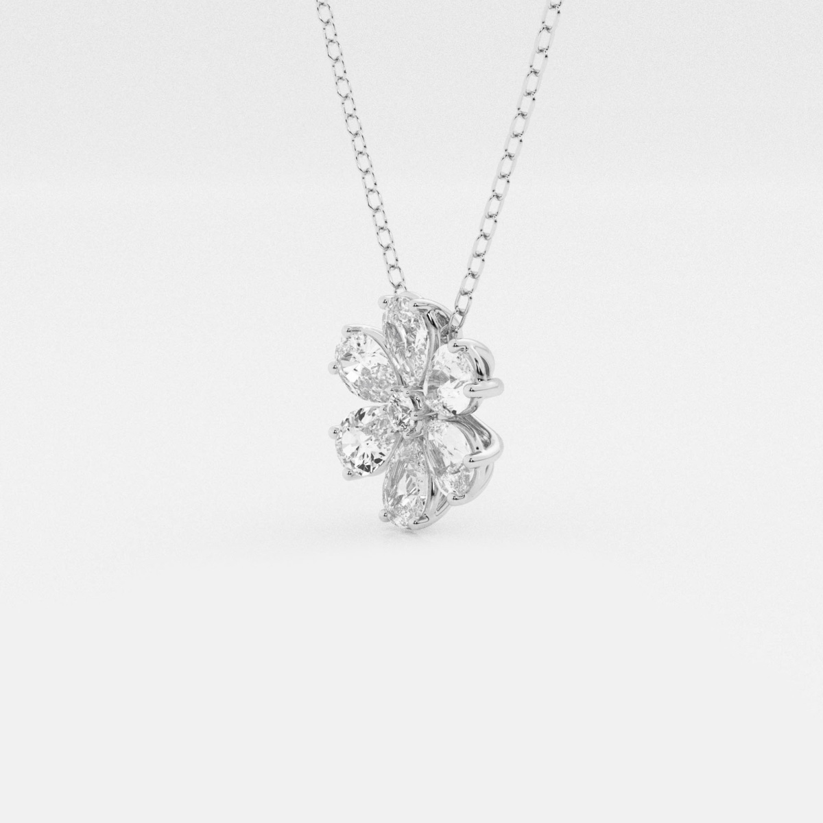 Additional Image 1 for  7/8 ctw Pear and Round Lab Grown Diamond Flower Fashion Pendant with Adjustable Chain