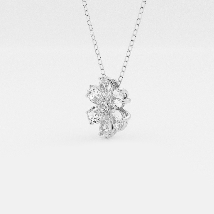7/8 ctw Pear and Round Lab Grown Diamond Flower Fashion Pendant with Adjustable Chain