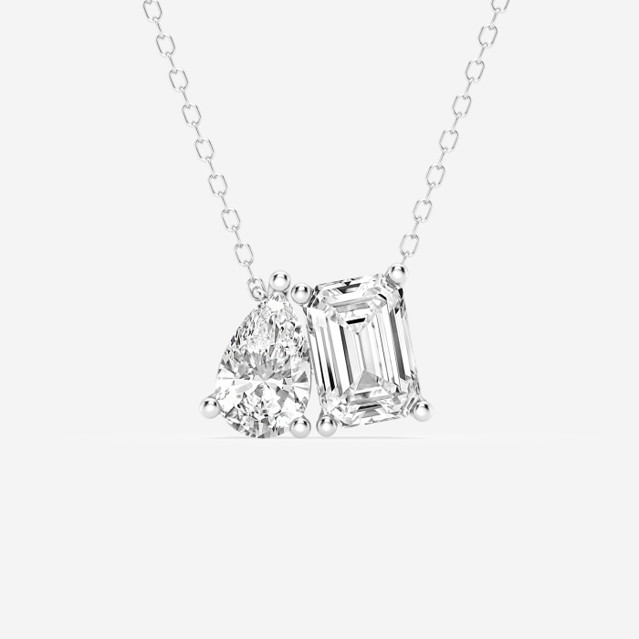 2 1/4 ctw Emerald and Pear Lab Grown Diamond Two Stone Pendant