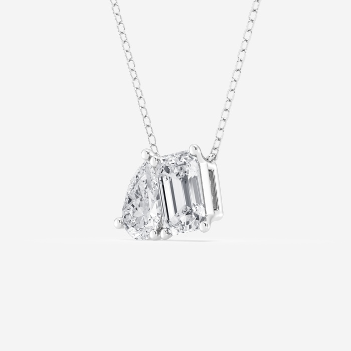2 1/4 ctw Emerald and Pear Lab Grown Diamond Two Stone Pendant