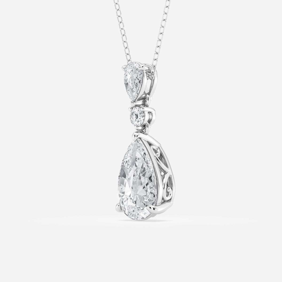 Additional Image 1 for  Colorless 4 ctw Pear Lab Grown Diamond Hinged Fashion Pendant