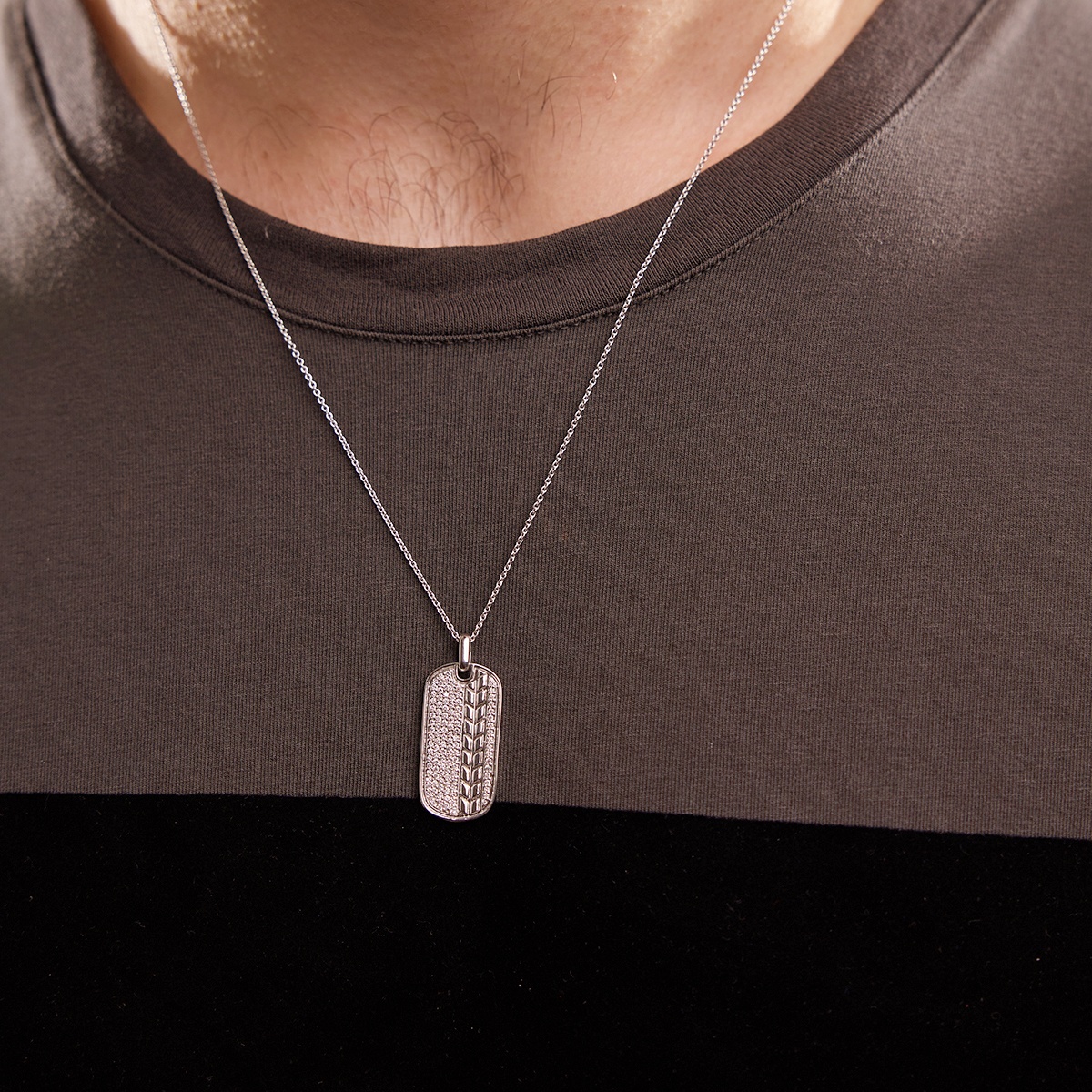 5/8 ctw Round Lab Grown Diamond Dog Tag Fashion Pendant