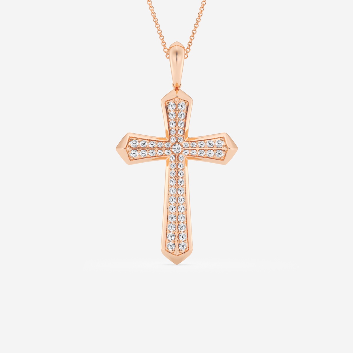 1 ctw Round Lab Grown Diamond Double Row Cross Fashion Pendant