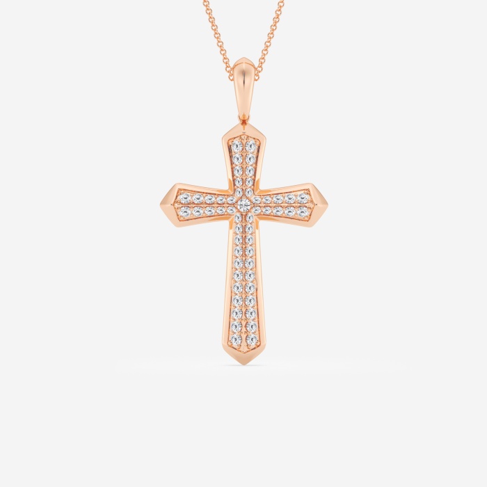 1 ctw Round Lab Grown Diamond Double Row Cross Fashion Pendant