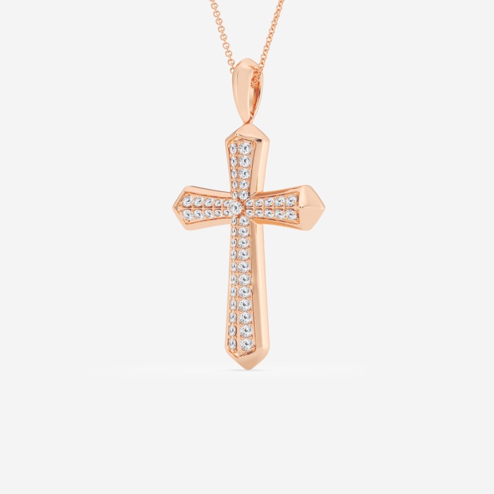 1 ctw Round Lab Grown Diamond Double Row Cross Fashion Pendant