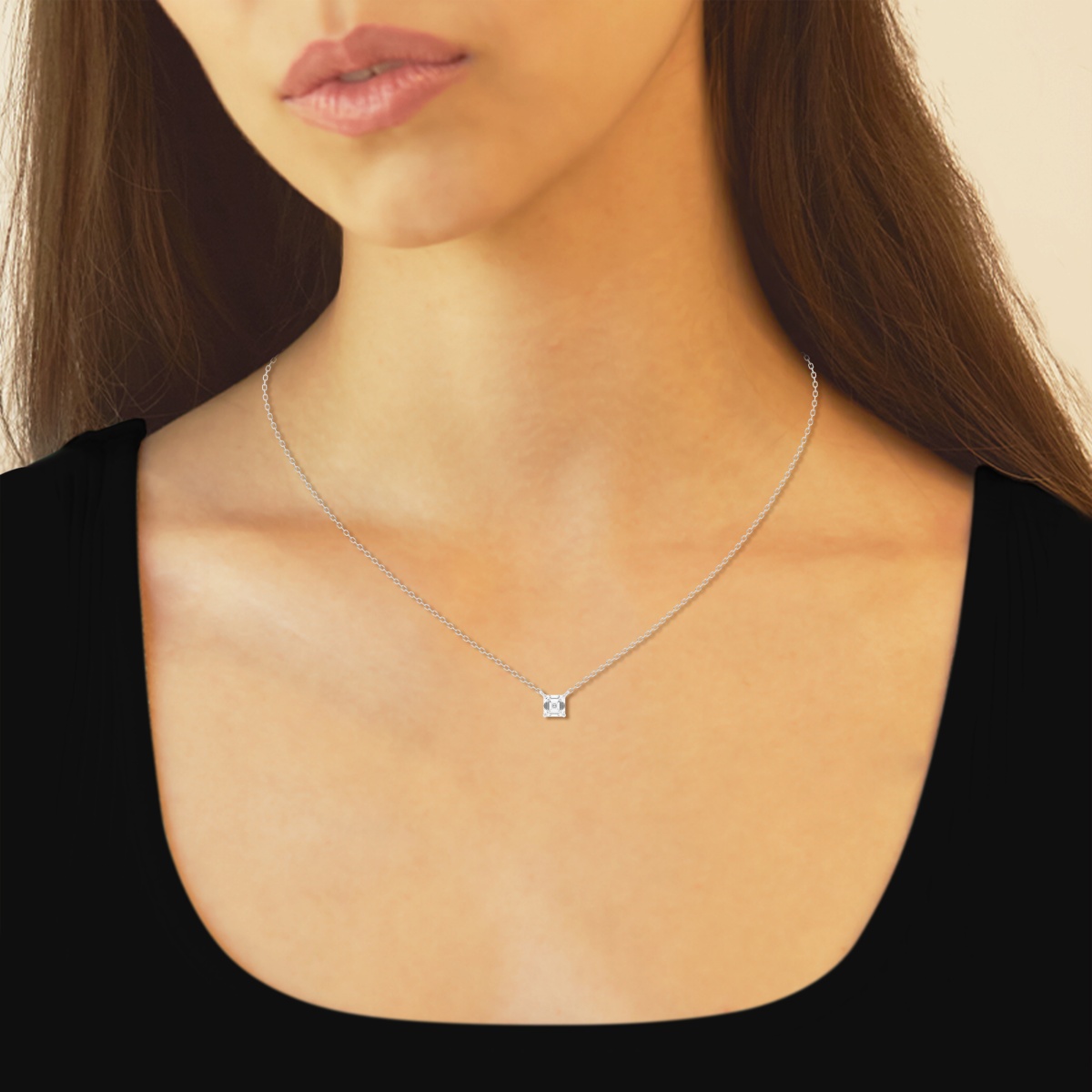 Additional Image 2 for  1/2 ctw Asscher Lab Grown Diamond Solitaire Pendant
