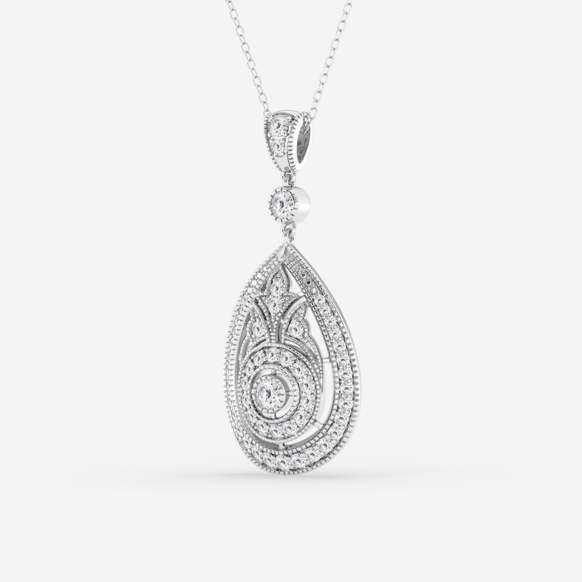 Additional Image 1 for  1 ctw Round Lab Grown Diamond Vintage Fashion Pendant
