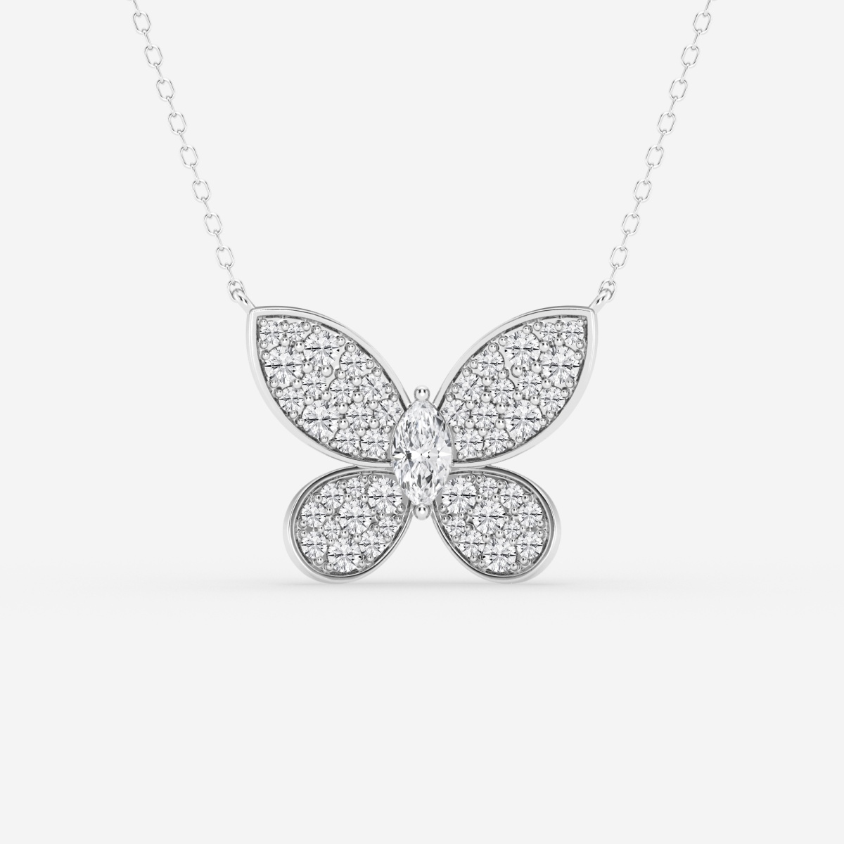 1 ctw Marquise Lab Grown Diamond Petite Pave Butterfly Fashion Pendant