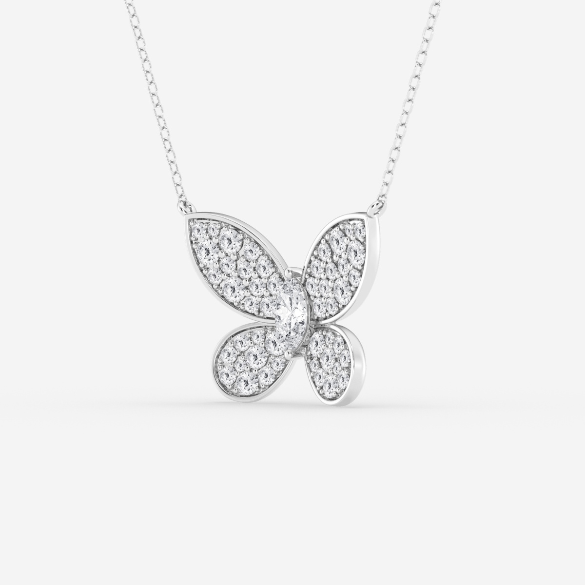 Additional Image 1 for  1 ctw Marquise Lab Grown Diamond Petite Pave Butterfly Fashion Pendant