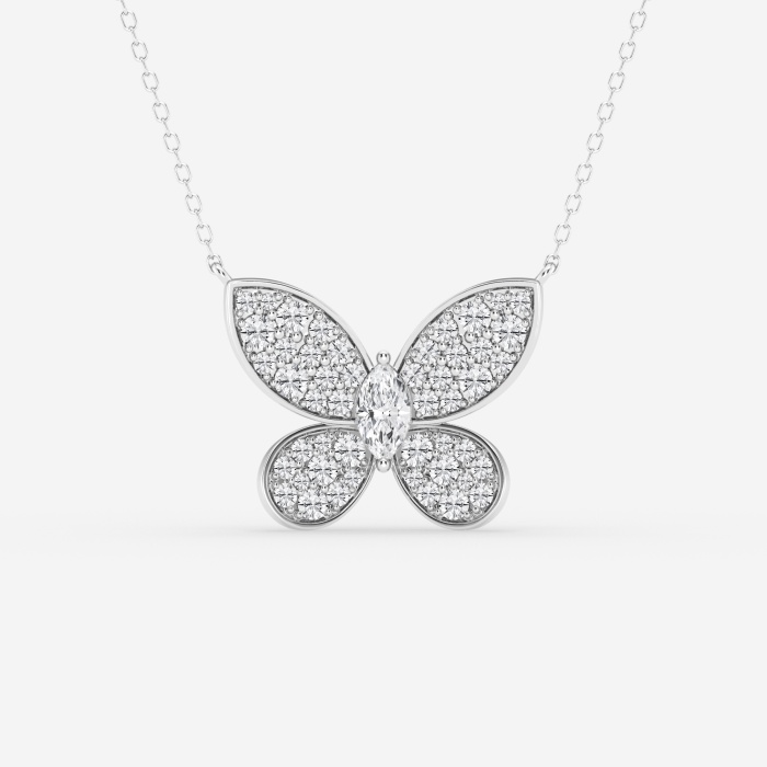 1 ctw Marquise Lab Grown Diamond Petite Pave Butterfly Fashion Pendant