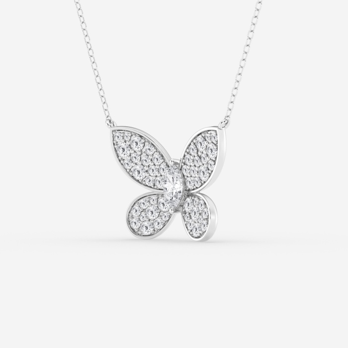 1 ctw Marquise Lab Grown Diamond Petite Pave Butterfly Fashion Pendant