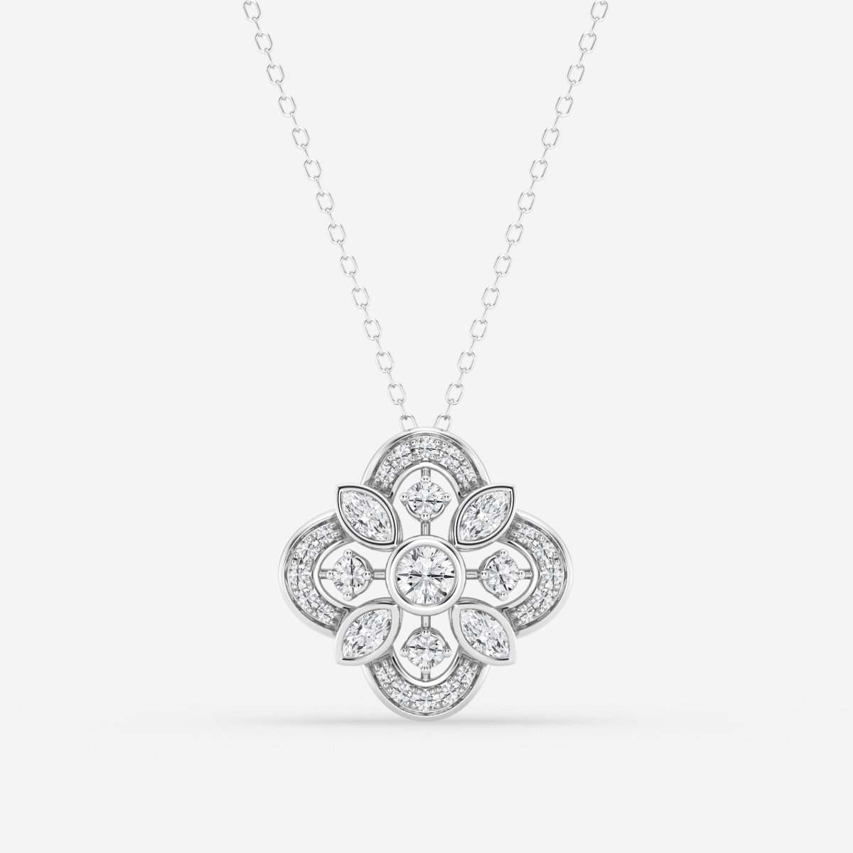 3/4 ctw Round and Marquise Lab Grown Diamond Vintage Fashion Pendant