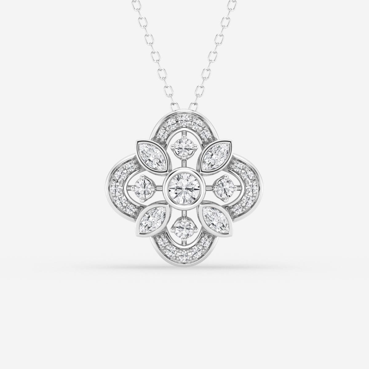3/4 ctw Round and Marquise Lab Grown Diamond Vintage Fashion Pendant