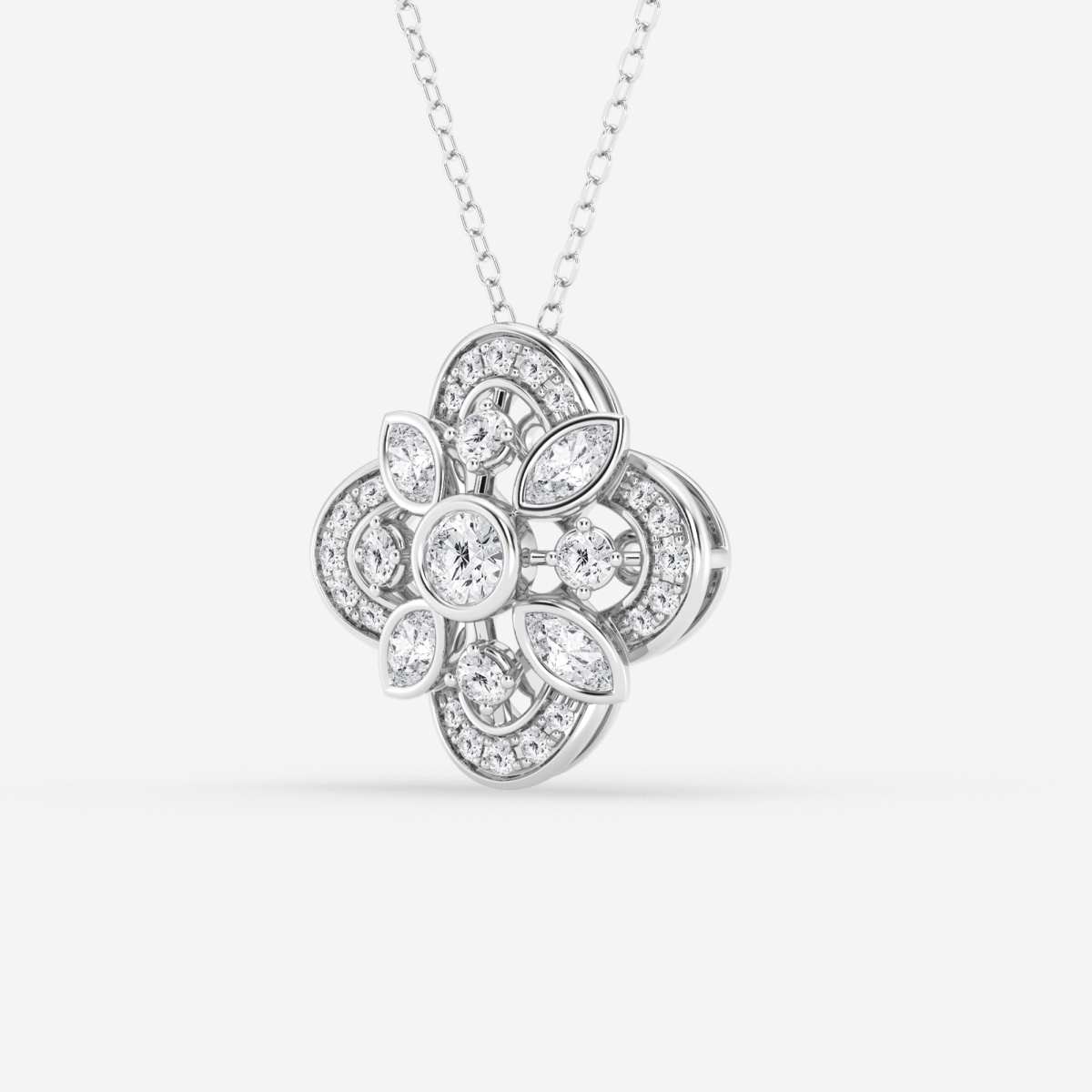 Additional Image 1 for  3/4 ctw Round and Marquise Lab Grown Diamond Vintage Fashion Pendant